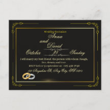 Elegante zwarte en gouden luxe trouwkaart
