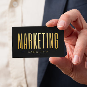 Elegante zwarte en gouden marketing visitekaartje