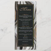 Elegante zwarte en gouden marmeren bruiloft menu (Voorkant)