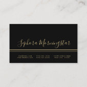 Elegante zwarte en gouden metalen folie kapper visitekaartje (Achterkant)