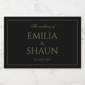 Elegante zwarte en gouden Mini Fizz Flessenetikett Sparkling Wijnetiket (Enkel label)