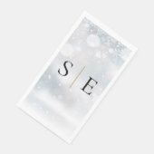 Elegante zwarte en gouden monogram winter servet (Hoek)