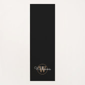 Elegante zwarte en gouden monogram yogamat (Voorkant)