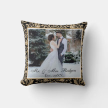 Elegante Zwarte en Gouden Nep Glitter Foto Huwelij
