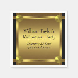 Elegante zwarte en gouden pensionering servet