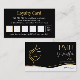 Elegante zwarte en gouden PMU-klantenkaart Klantenkaartje