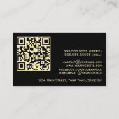 Elegante zwarte en gouden professionele QR-code Visitekaartje (Achterkant)