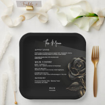 Elegante zwarte en gouden rozen bruiloft