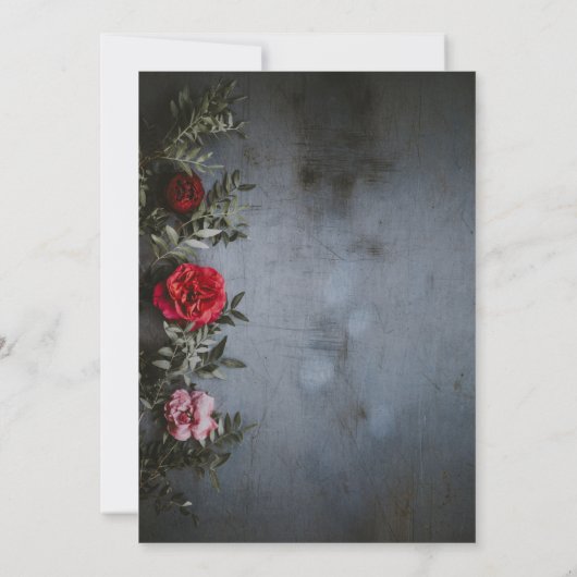 Elegante zwarte en gouden rustieke trouwuitnodigin kaart (Achterkant)