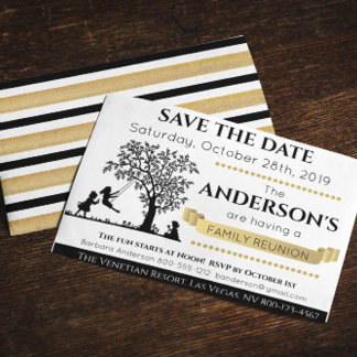Elegante Zwarte en Gouden "Save the Date" Familier Kaart