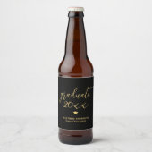 Elegante Zwarte en Gouden Script Afgestudeerde Afs Bier Etiket (Voorkant)