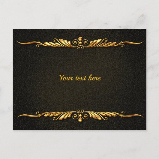 Elegante zwarte en gouden sjabloon, aanpassen, briefkaart (Voorkant)
