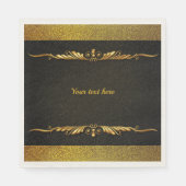 Elegante zwarte en gouden sjabloon, aanpassen, servet (Voorkant)