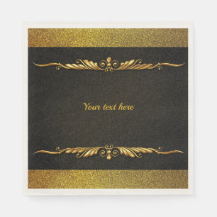 Elegante zwarte en gouden sjabloon, aanpassen, servet