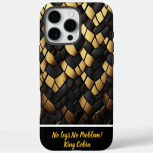 Elegante zwarte en gouden slangenhuidpatroon textu iPhone 16 pro max hoesje