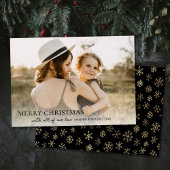 Elegante zwarte en gouden sneeuwvlok Kerstmis Feestdagenkaart