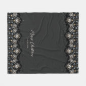 Elegante zwarte en gouden snuisterijen luxe kerst fleece deken (Voorkant (Horizontaal))