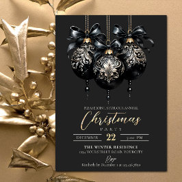 Elegante zwarte en gouden snuisterijen luxe kerst kaart