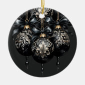 Elegante zwarte en gouden snuisterijen luxe kerst keramisch ornament (Voorkant)