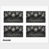 Elegante zwarte en gouden snuisterijen luxe kerst rechthoekige sticker (Vel)