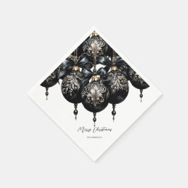 Elegante zwarte en gouden snuisterijen luxe kerst servet
