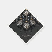 Elegante zwarte en gouden snuisterijen luxe kerst servet (Hoek)