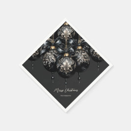 Elegante zwarte en gouden snuisterijen luxe kerst servet