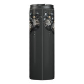 Elegante zwarte en gouden snuisterijen luxe kerst thermosbeker (Achterkant)