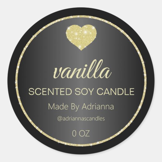 Elegante zwarte en gouden soja kaars labels (Voorkant)