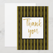 Elegante zwarte en gouden strepen bedankkaart (Voorkant / Achterkant)