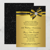 Elegante zwarte en gouden strik 50ste verjaardagsf kaart (Voorkant / Achterkant)