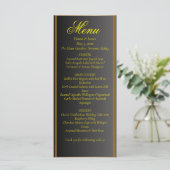 Elegante zwarte en gouden trouwmenu menu (Staand voorkant)