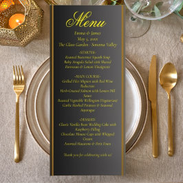 Elegante zwarte en gouden trouwmenu menu