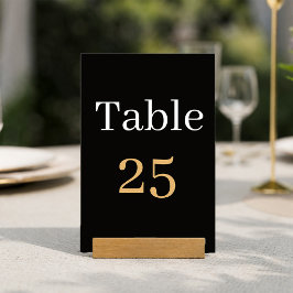 Elegante Zwarte en Gouden Trouwtafel Nummerkaart Kaart