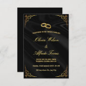 Elegante zwarte en gouden trouwuitnodiging informatiekaartje (Voorkant / Achterkant)