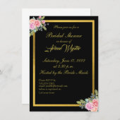 Elegante zwarte en gouden uitnodiging (Voorkant / Achterkant)