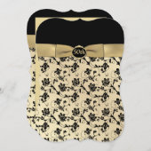 Elegante zwarte en gouden uitnodiging voor 50-jari (Voorkant / Achterkant)