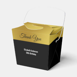 Elegante Zwarte en Gouden Verjaardag Faux Bedankdoosjes