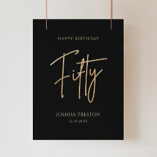 Elegante zwarte en gouden verjaardagsposter voor 5 poster