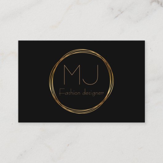 Elegante zwarte en gouden visitekaartjes (Voorkant)