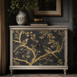Elegante zwarte en gouden vogels decoupage tissuepapier