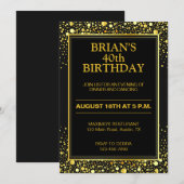 Elegante zwarte en gouden volwassen verjaardag kaart (Voorkant / Achterkant)