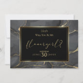 Elegante Zwarte en Gouden  Wil je mijn bloemenmeis Kaart (Voorkant)