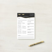 Elegante zwarte en gouden Wimper Client Post-it® N Notes (Op bureau)