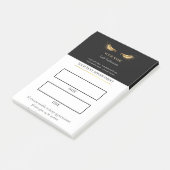 Elegante zwarte en gouden wimperafspraak post-it® notes (Schuin)