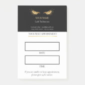 Elegante zwarte en gouden wimperafspraak post-it® notes (Voorkant)