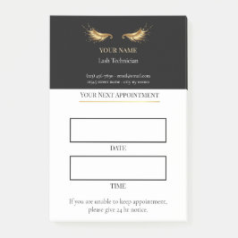 Elegante zwarte en gouden wimperafspraak post-it® notes