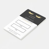 Elegante zwarte en gouden wimperafspraak post-it® notes (Schuin)