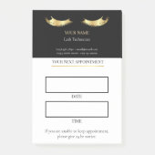 Elegante zwarte en gouden wimperafspraak post-it® notes (Voorkant)