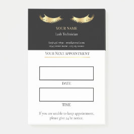 Elegante zwarte en gouden wimperafspraak post-it® notes